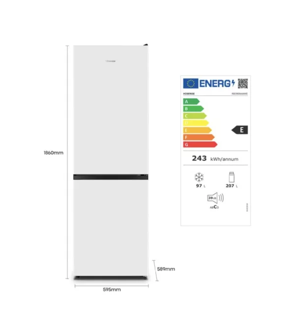 Hisense RB390N4AWE Freestanding refrigerator with freezer - cm. 60 hours. 186 - according to 304 - white - Image 4