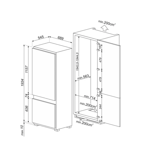 Smeg Design C875TNE refrigerator with freezer compartment cm. 69 hours 194 – lit. 370 - Image 6